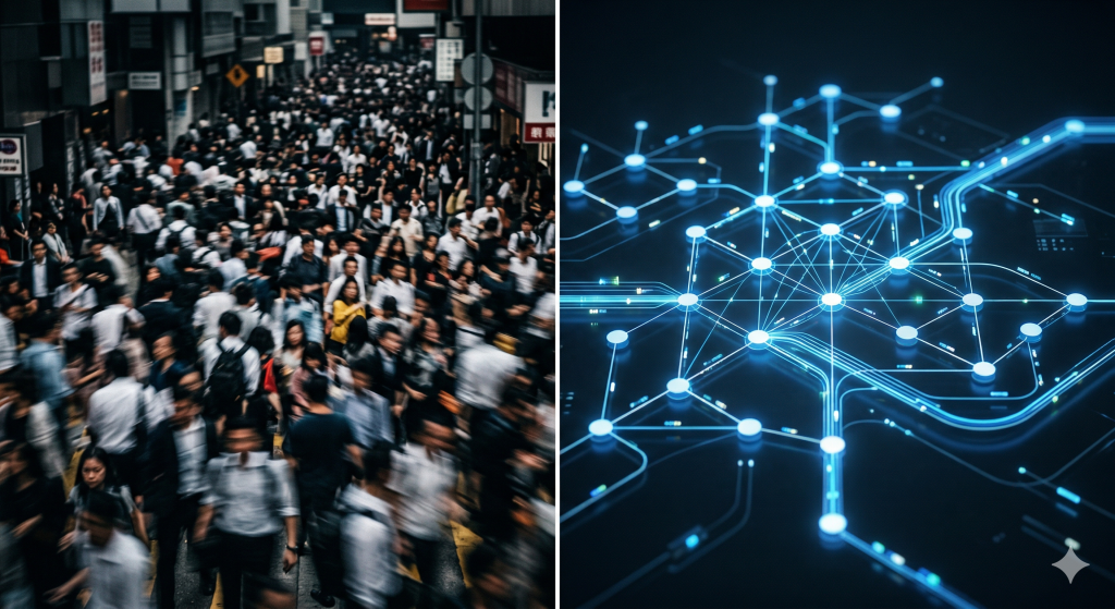 속도 중심 조직과 구조 중심 조직의 차이를 보여주는 AI 기반 비교 이미지