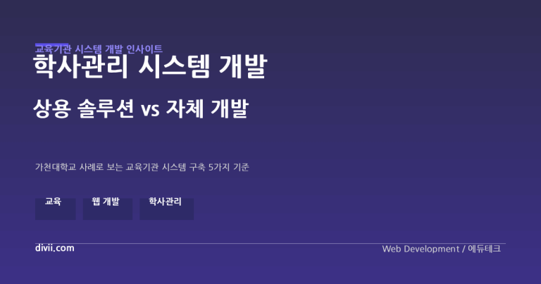 학사관리 시스템 개발, 왜 상용 솔루션만으로는 부족한가 — 가천대학교 사례로 보는 교육기관 시스템 구축 5가지 기준